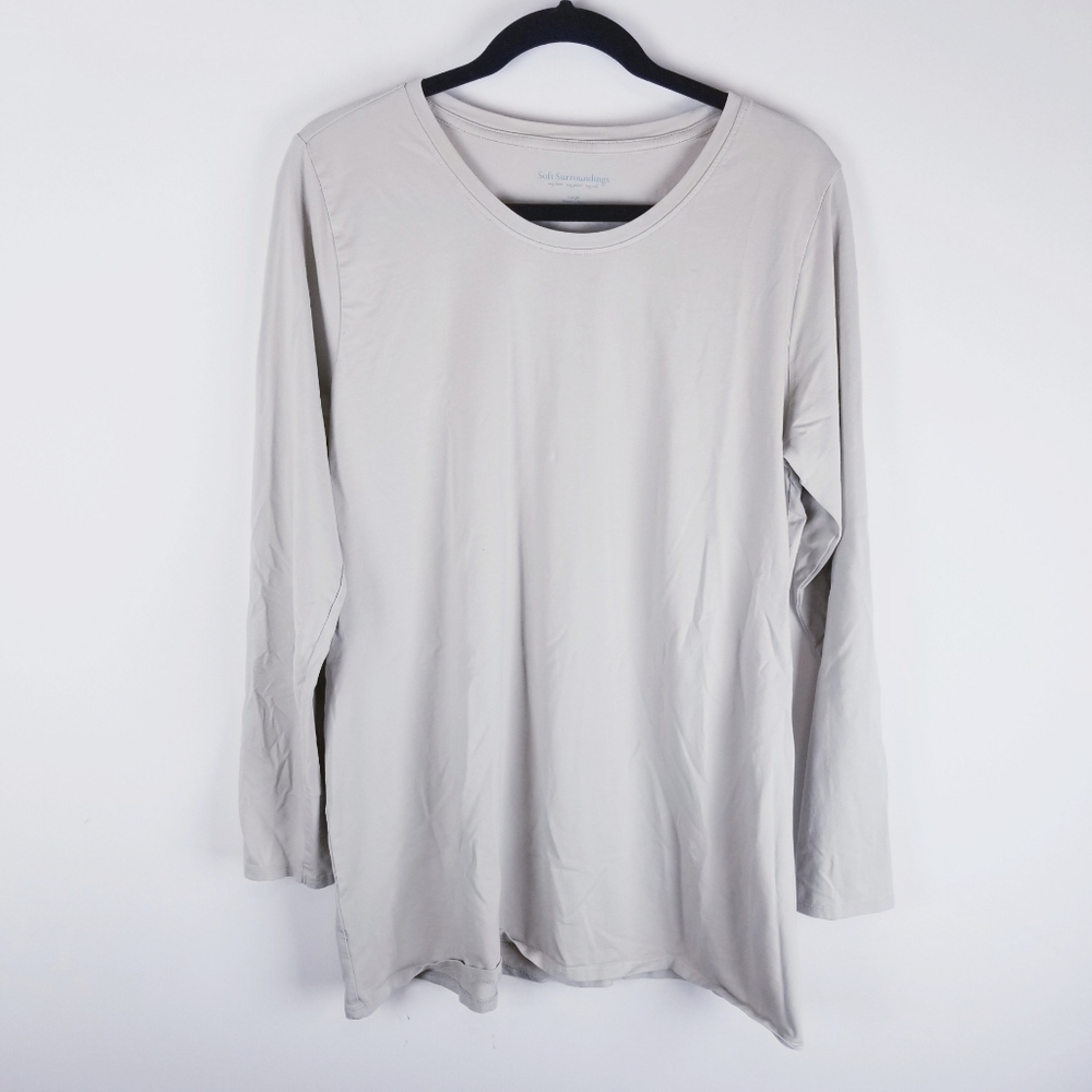 Soft Surroundings long sleeve tan tshirt top large